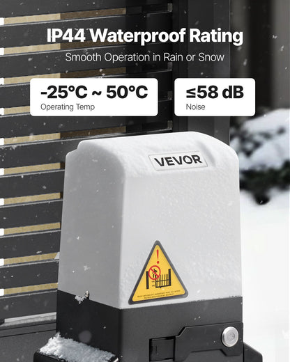 Automatic Gate Opener, 550W Electric Sliding Gate Opener for Doors up to 25m 1500kg, Nylon Gear Rack Rolling Door Motor with Infrared Sensor & 2 Remote Controls, Driveway Gates Opening System