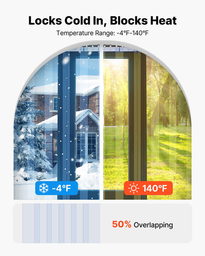Strip Curtain PVC Door Curtain 96.5 cm x 213.4 cm Cooler Freezer Clear Plastic