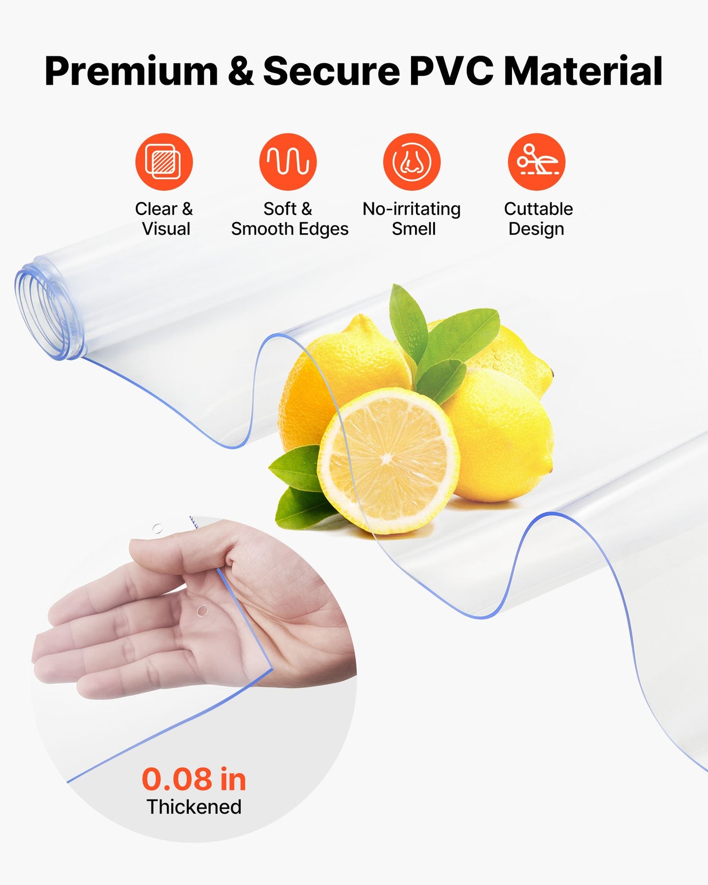 Strip Curtain PVC Door Curtain 96.5 cm x 213.4 cm Cooler Freezer Clear Plastic