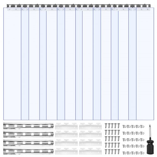 Strip Curtain PVC Door Curtain 121.9 cm x 213.4 cm Cooler Freezer Clear Plastic
