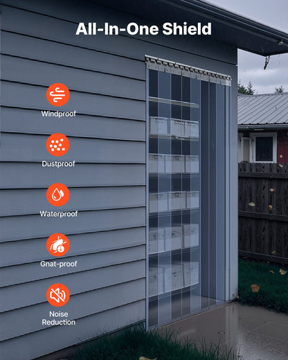 Clear PVC Strip Curtain, 2.4 m Height x 1.8 m Width x 2 mm Thickness, 12 PCS Walk in Freezer Cooler Curtain Strips, Smooth Waterproof Plastic Door Strips for Warehouse, Freezer, Garage Doors