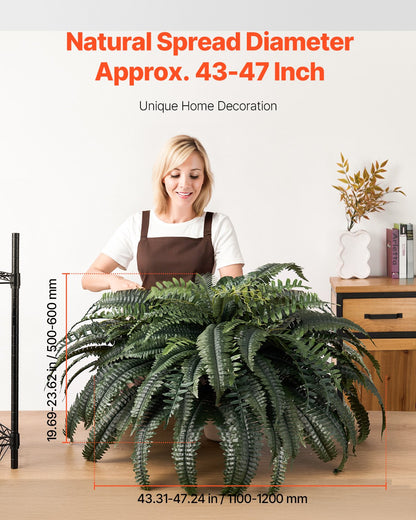 Artificial Ferns, Natural Spread Diameter 43-47 Inch, Large Hanging Artificial Boston Ferns, Fake Plant Wall Decor with 88 Branches, Faux Fern for Home Office and Outdoor (Flowerpot Unincluded)