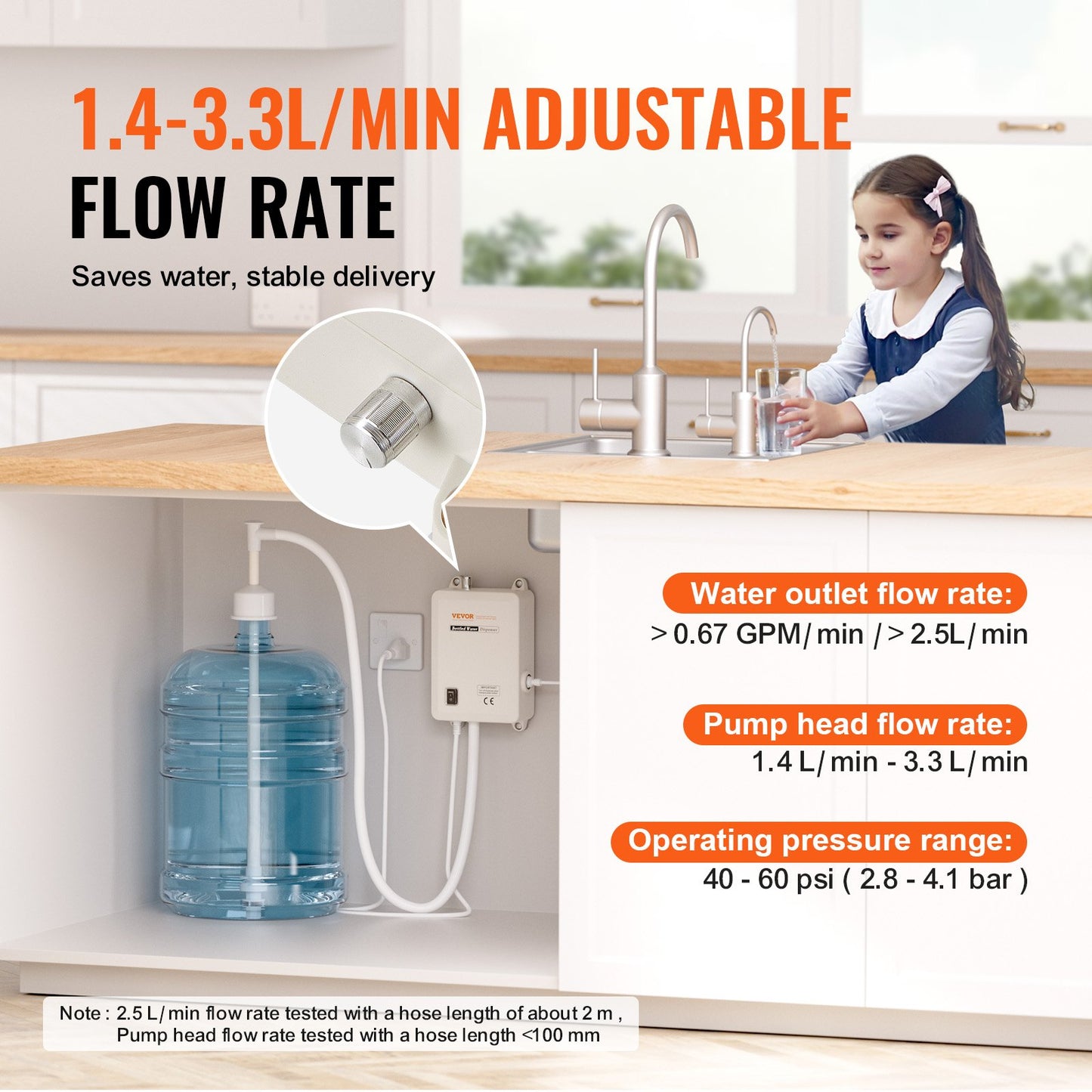 Bottled Water Dispenser Pump System, 5 Gallon/18.9 L Dispensing System, Automatic Electric Water Dispenser, Single Inlet Water Jug Pump, Compatible Use with Coffee/Tea Machine, Refrigerator, Ice Maker