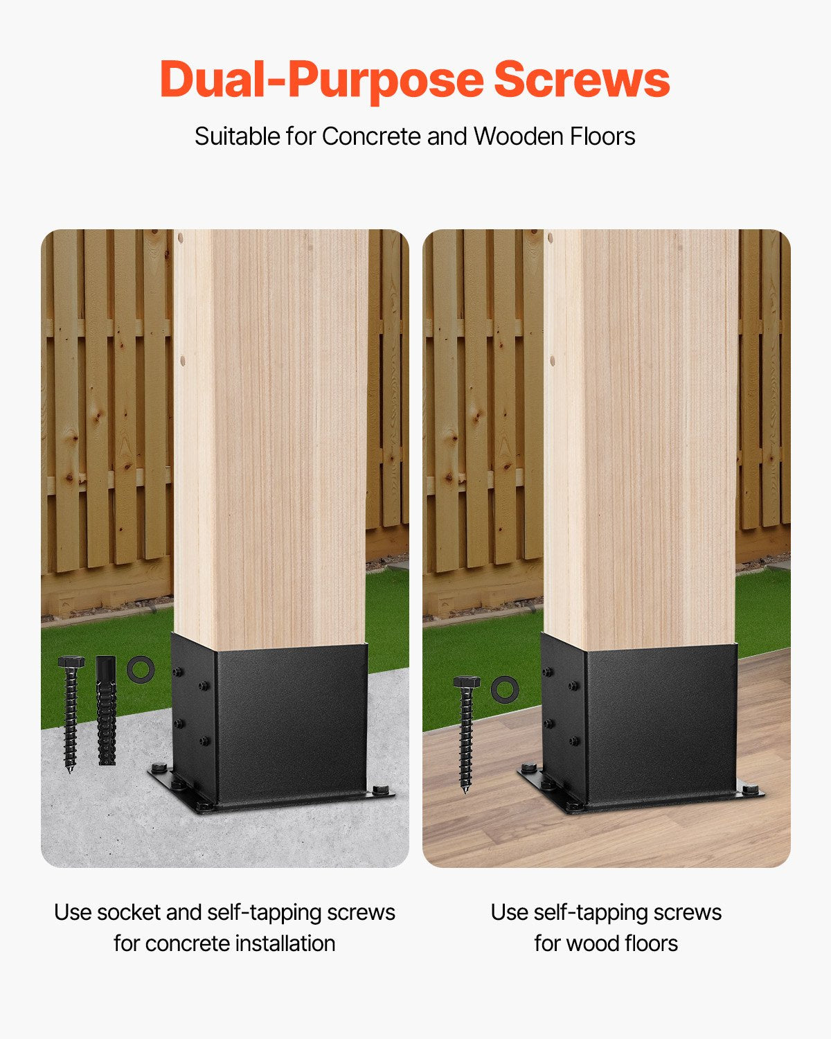 4x4 Post Base 4 Pcs, Inner Size 3.6x3.6 inch / 92x92 mm Post Brackets, Heavy Duty Carbon Steel Decking Posts, Wood Posts Brackets for Pavilion Deck Railing Support Deck Base Plate, Black