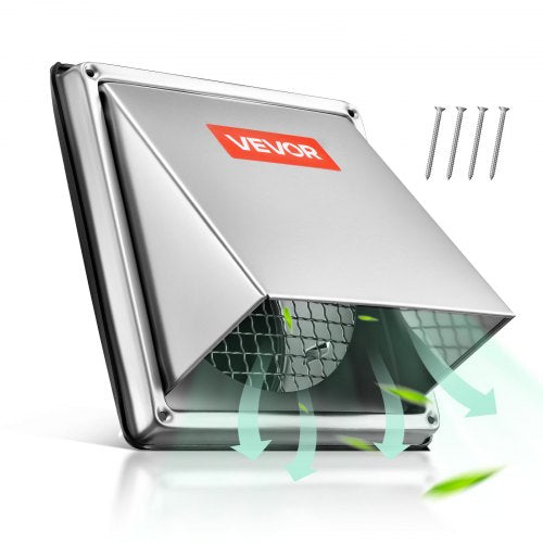 97 mm Außenwand-Lüftungsgitter, quadratische Lüftungsgitterabdeckung für Klimaanlagen, hochwertiger Edelstahl mit integriertem Schutzgitter, für Haus, Badezimmer, Garage, Küche, Keller (1 Stück, Silber)