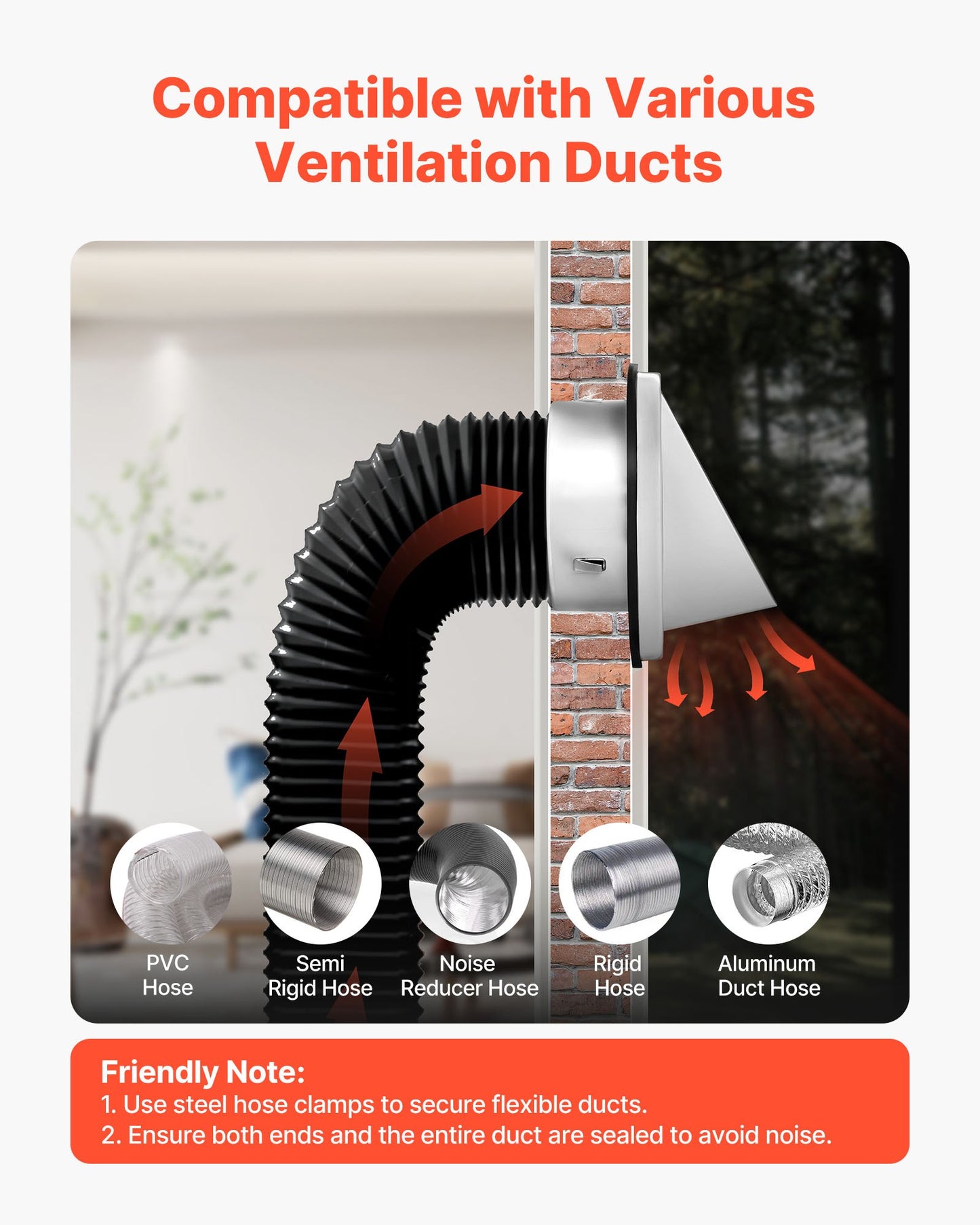 97mm External Extractor Wall Vent Cover, Square AC Vent Gable Cover, Premium Stainless Steel & with Built-in a Protection Screen, for House,Bathroom,Garage,Kitchen,Basement (1 Pack, Silver)