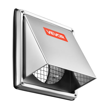 97mm External Extractor Wall Vent Cover, Square AC Vent Gable Cover, Premium Stainless Steel & with Built-in a Protection Screen, for House,Bathroom,Garage,Kitchen,Basement (1 Pack, Silver)