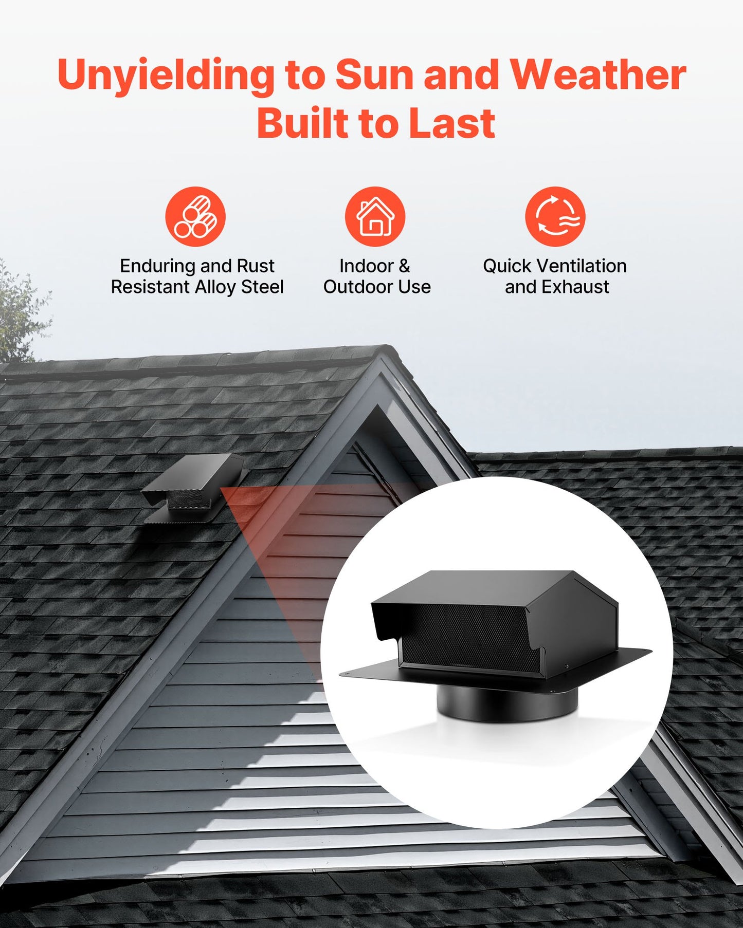 149 mm Wandlüftungsabdeckung mit Haube, quadratische Klimaanlagen-Giebelabdeckung, hochwertiger SPCC-Stahl mit integriertem Schutzgitter, für Dächer, Wände, Abluftöffnungen im Außenbereich (1 Stück, Schwarz)