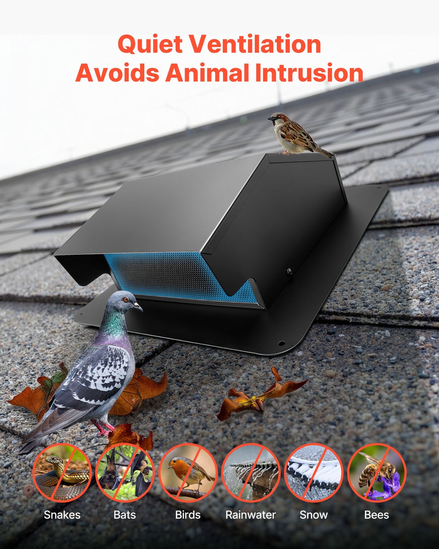 149 mm Wandlüftungsabdeckung mit Haube, quadratische Klimaanlagen-Giebelabdeckung, hochwertiger SPCC-Stahl mit integriertem Schutzgitter, für Dächer, Wände, Abluftöffnungen im Außenbereich (1 Stück, Schwarz)