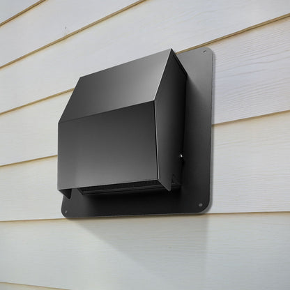 149 mm Wandlüftungsabdeckung mit Haube, quadratische Klimaanlagen-Giebelabdeckung, hochwertiger SPCC-Stahl mit integriertem Schutzgitter, für Dächer, Wände, Abluftöffnungen im Außenbereich (1 Stück, Schwarz)