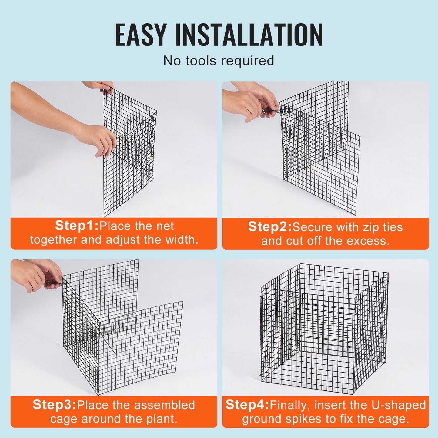 10er-Pack Pflanzenschutz gegen Tiere, 30 x 30 cm Hühnerdraht-Pflanzenschutz, Pflanzenkäfige für Gartenpflanzen, Blumen und Gemüse, hält Kaninchen, Hühner und Eichhörnchen fern, 40-teiliges Metallgitter