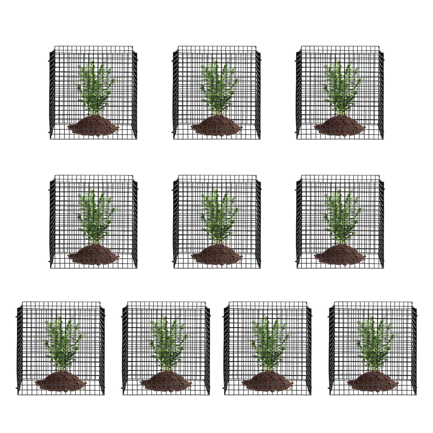 10er-Pack Pflanzenschutz gegen Tiere, 30 x 30 cm Hühnerdraht-Pflanzenschutz, Pflanzenkäfige für Gartenpflanzen, Blumen und Gemüse, hält Kaninchen, Hühner und Eichhörnchen fern, 40-teiliges Metallgitter