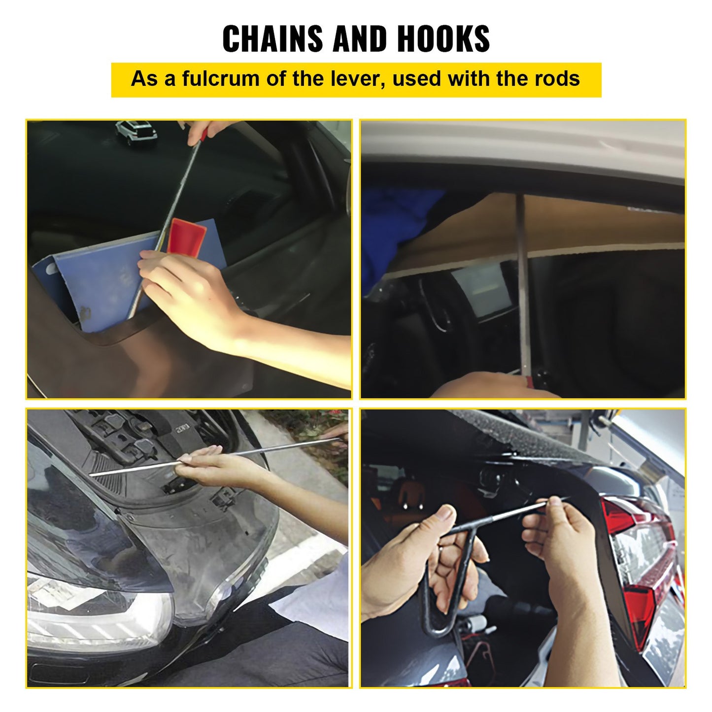 Dellenreparaturset mit 20 lackschadenfreien Ausbeulstäben aus Edelstahl, professionelles Werkzeug zur Beseitigung von Hagelschäden, Türdellen und anderen Beschädigungen.