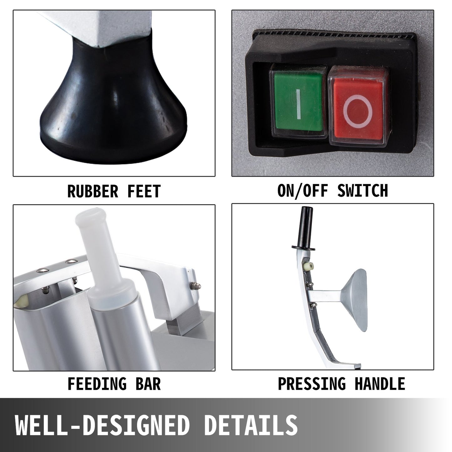 Machabeau JKC-300 Electric Vegetable Cutter with 6 x Cutting Disks, food processor 550W vegetable processor Stainless Steel + Cast Aluminum Alloy