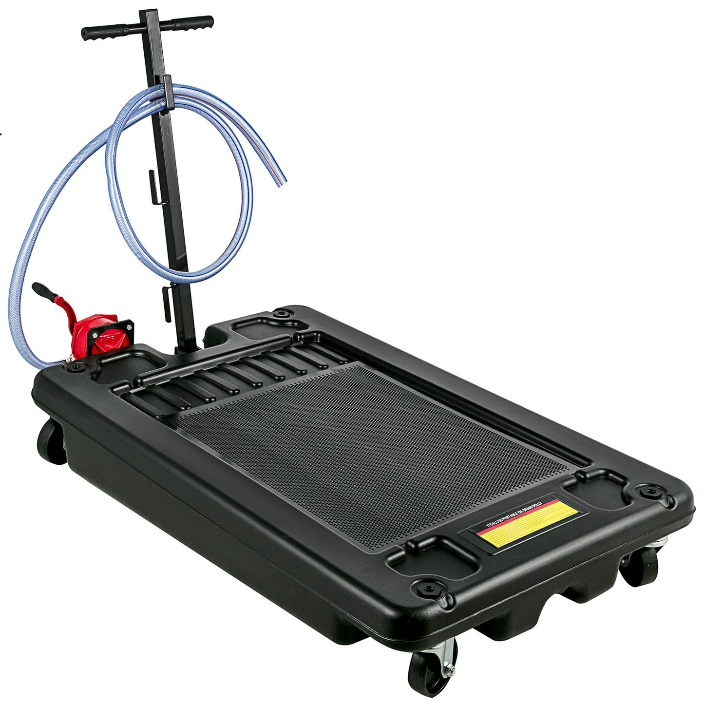 Portable Oil Drain Pan with Pump 64L Oil Drain Pan 17 Gallon Low Profile Oil Drain Pan with 8' Hose for SUV Car and Trucks