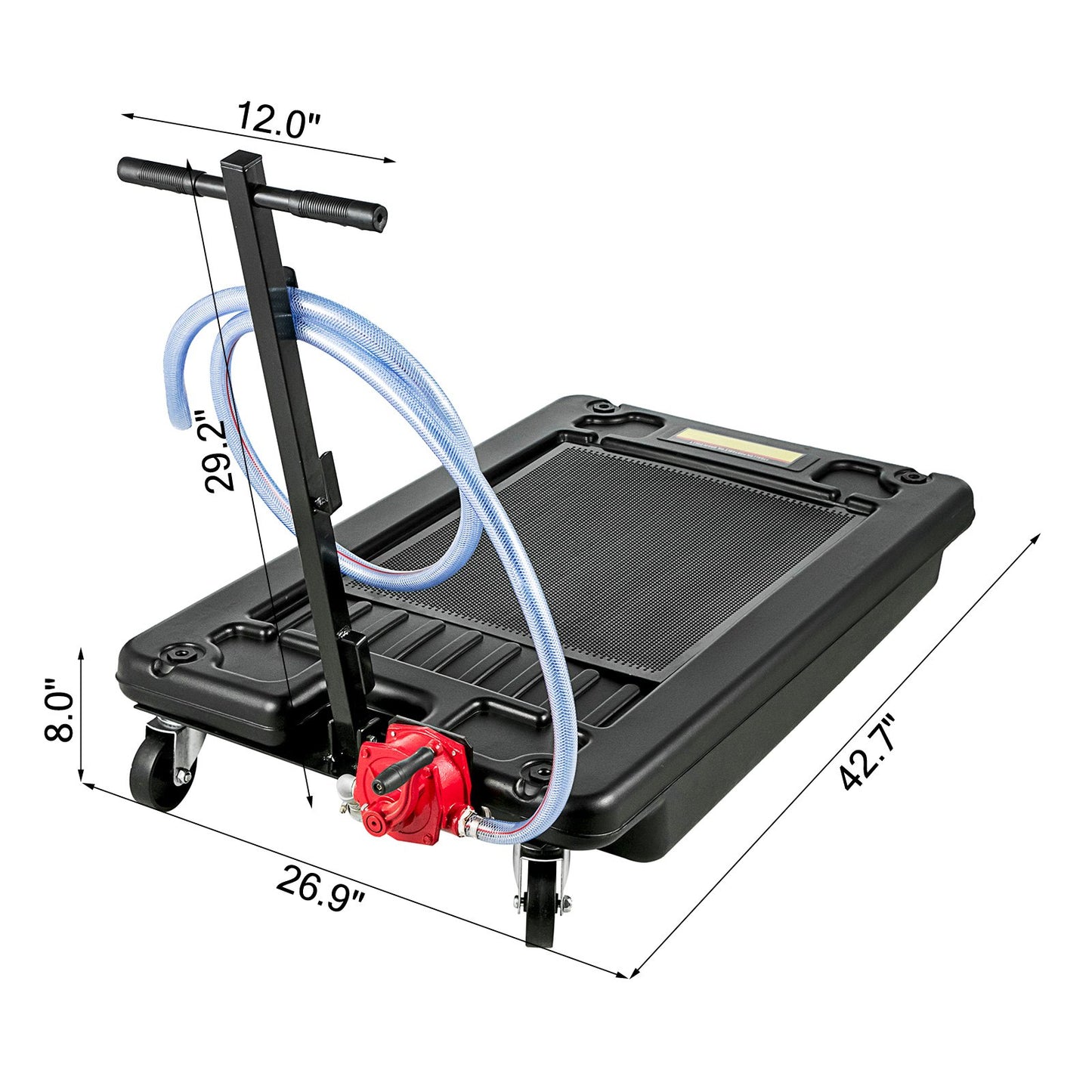 Portable Oil Drain Pan with Pump 64L Oil Drain Pan 17 Gallon Low Profile Oil Drain Pan with 8' Hose for SUV Car and Trucks