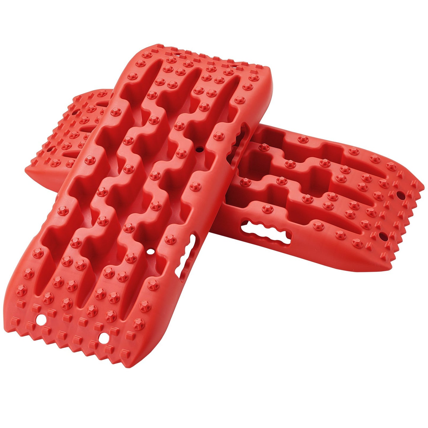 10-Tonnen-Traktionsmatten aus PP-Material, Bergungsmatten für Geländewagen/Pkw/Pickups/SUVs/Wohnmobile, Reifentraktionsmatten (Paar) für Schnee, Sand, Schlamm und loses Gelände, Aufbewahrungstasche, kurz, rot