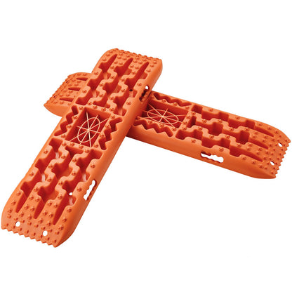 10 Tonnen Traktionsmatten aus PP-Material, Bergungsmatten für Geländewagen/Pkw/Pickups/SUVs/Wohnmobile, Reifentraktionsmatten (Paar) für Schnee, Sand, Schlamm und loses Gelände, Aufbewahrungstasche, lang, orange