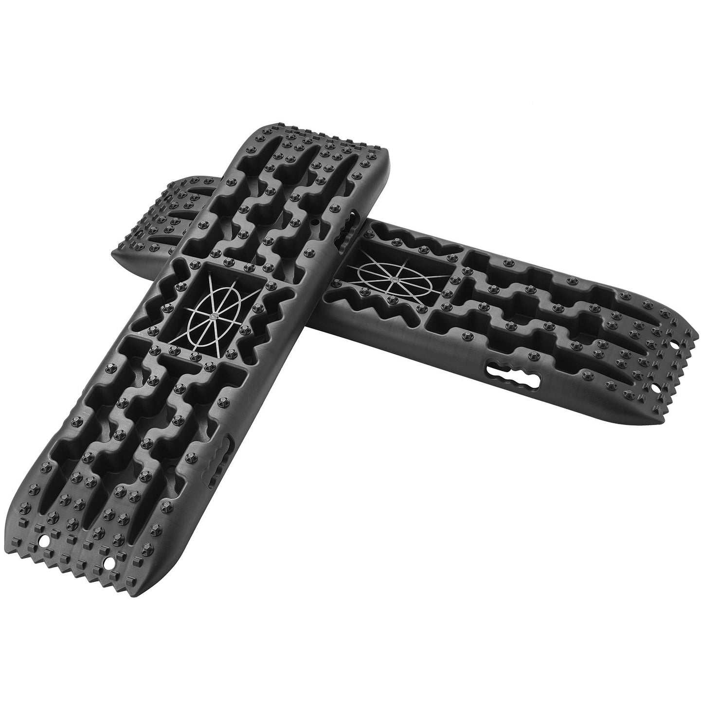 10-Tonnen-Traktionsmatten aus PP-Material, Bergungsmatten für Geländewagen/Pkw/Pickups/SUVs/Wohnmobile, Reifentraktionsmatten (Paar) für Schnee, Sand, Schlamm und loses Gelände, Aufbewahrungstasche, lang, schwarz