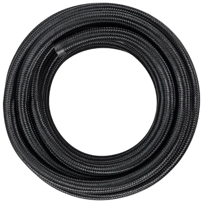 6AN Fuel Line Kit, 25 FT Fuel Hose Kit, 5/16" Nylon Stainless Steel Braided PTFE Fuel Line Kit, E85/Oil/Gas/Diesel Hose End Fitting Kit, with 15 PCS Swivel Fitting Adapter Kit, Black
