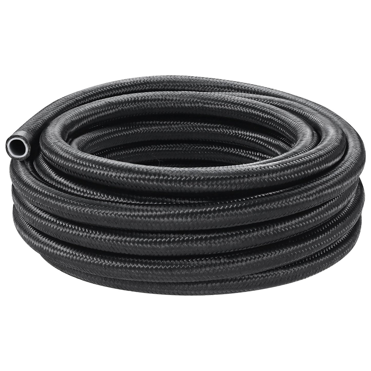 6AN Fuel Line Kit, 25 FT Fuel Hose Kit, 5/16" Nylon Stainless Steel Braided PTFE Fuel Line Kit, E85/Oil/Gas/Diesel Hose End Fitting Kit, with 15 PCS Swivel Fitting Adapter Kit, Black
