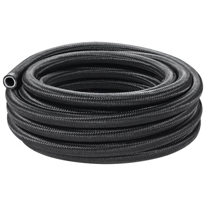 6AN Fuel Line Kit, 25 FT Fuel Hose Kit, 5/16" Nylon Stainless Steel Braided PTFE Fuel Line Kit, E85/Oil/Gas/Diesel Hose End Fitting Kit, with 15 PCS Swivel Fitting Adapter Kit, Black