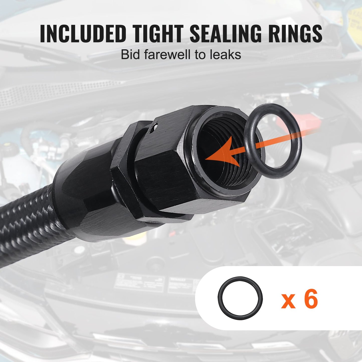 10AN Kraftstoffleitungssatz, 3 m Kraftstoffschlauch-Set, 14 mm (0,55 Zoll) Nylon-Edelstahl-Geflecht-Kraftstoffleitung Öl/Benzin/Diesel Schlauchanschluss-Set, mit 7-teiligem Drehgelenk-Adapter-Set, Schwarz