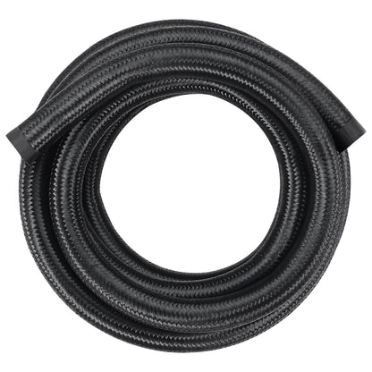 10AN Kraftstoffleitungssatz, 3 m Kraftstoffschlauch-Set, 14 mm (0,55 Zoll) Nylon-Edelstahl-Geflecht-Kraftstoffleitung Öl/Benzin/Diesel Schlauchanschluss-Set, mit 7-teiligem Drehgelenk-Adapter-Set, Schwarz