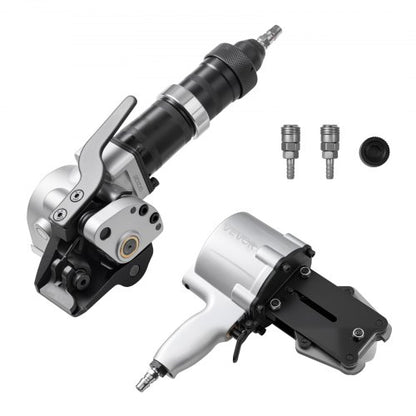 Pneumatic Steel Strapping Machine, 8500 N Tension Force, Metal Strapping Tool Tensioner and Cutter Sealer for 19 mm Width Metal Belt, Heavy Duty Split Type Baler for High Tensile Packaging