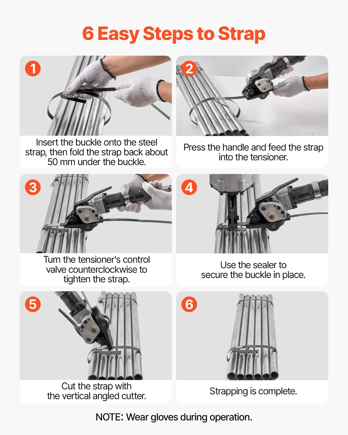 Pneumatische Stahlbandumreifungsmaschine, 8500 N Zugkraft, Spann- und Schneidwerkzeug für 32 mm breite Metallbänder, Hochleistungs-Ballenpresse (geteilt) für hochfeste Verpackungen