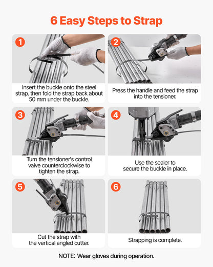 Pneumatische Stahlbandumreifungsmaschine, 8500 N Zugkraft, Spann- und Schneidwerkzeug für 32 mm breite Metallbänder, Hochleistungs-Ballenpresse (geteilt) für hochfeste Verpackungen