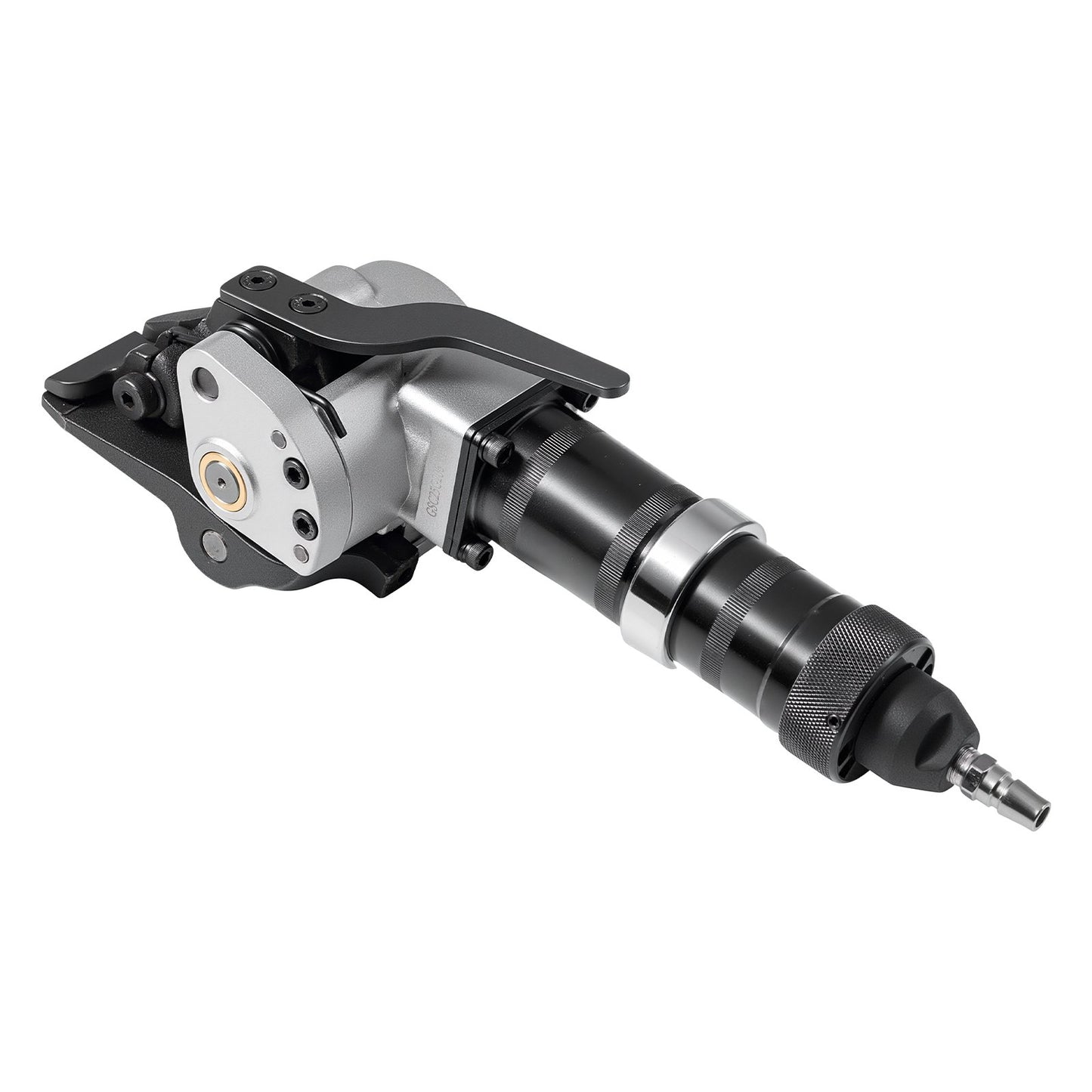 Pneumatische Stahlbandumreifungsmaschine, 8500 N Zugkraft, Spann- und Schneidwerkzeug für 32 mm breite Metallbänder, Hochleistungs-Ballenpresse (geteilt) für hochfeste Verpackungen