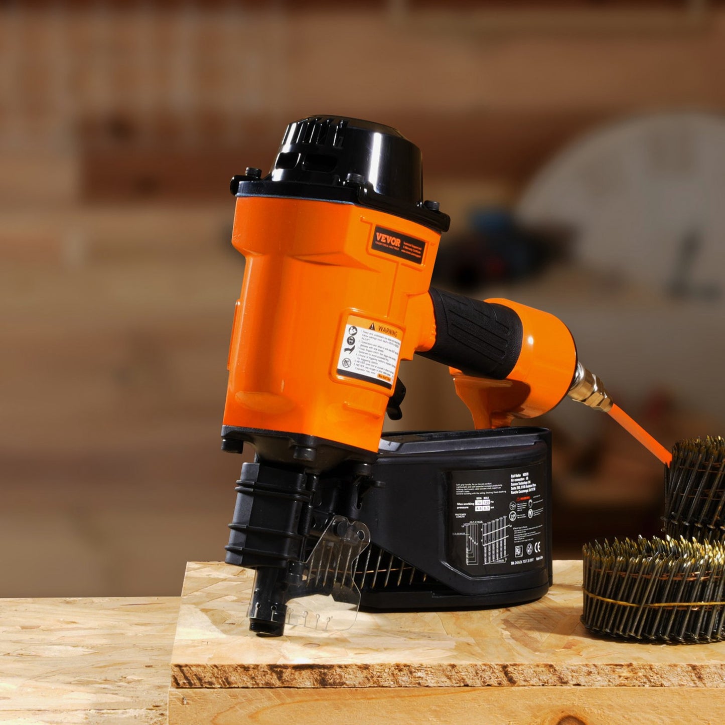 Coil Siding Nailer MCN70, 1-3/4" to 2-3/4" 15 Degree Pneumatic Siding Nail Gun, 70-120PSI Air Coil Nailer for Pallet, Crating, Framing, Siding and Fencing