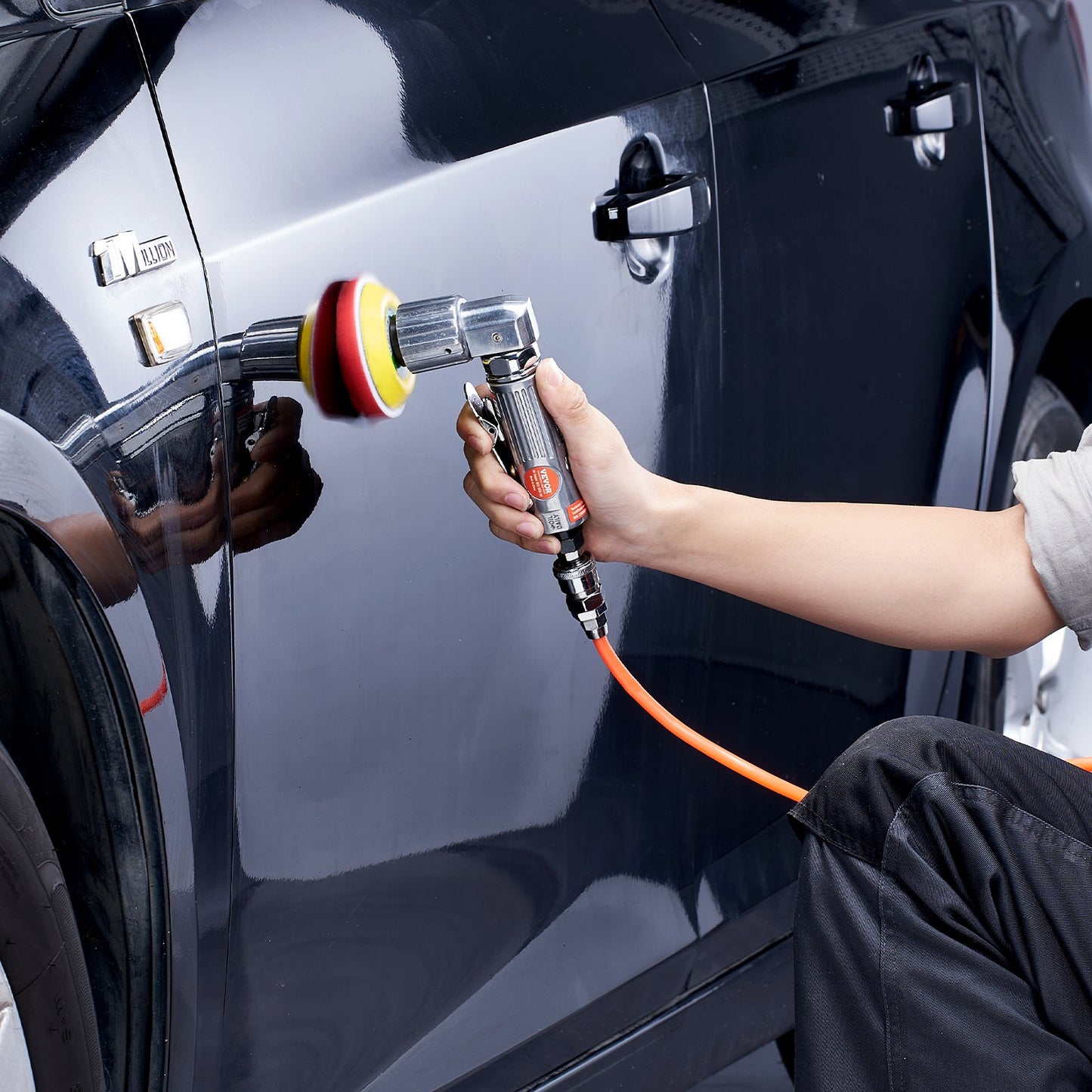 Mini Air Sander, 2.5/5.1/7.6 cm Random Orbital Air Sander, 15000r/min High Speed Mini Pneumatic Sander Polisher for Auto Body Work, 58PCS Air Powered Sander Kit with Wavy Sponges, Sandpapers, Wool Pad