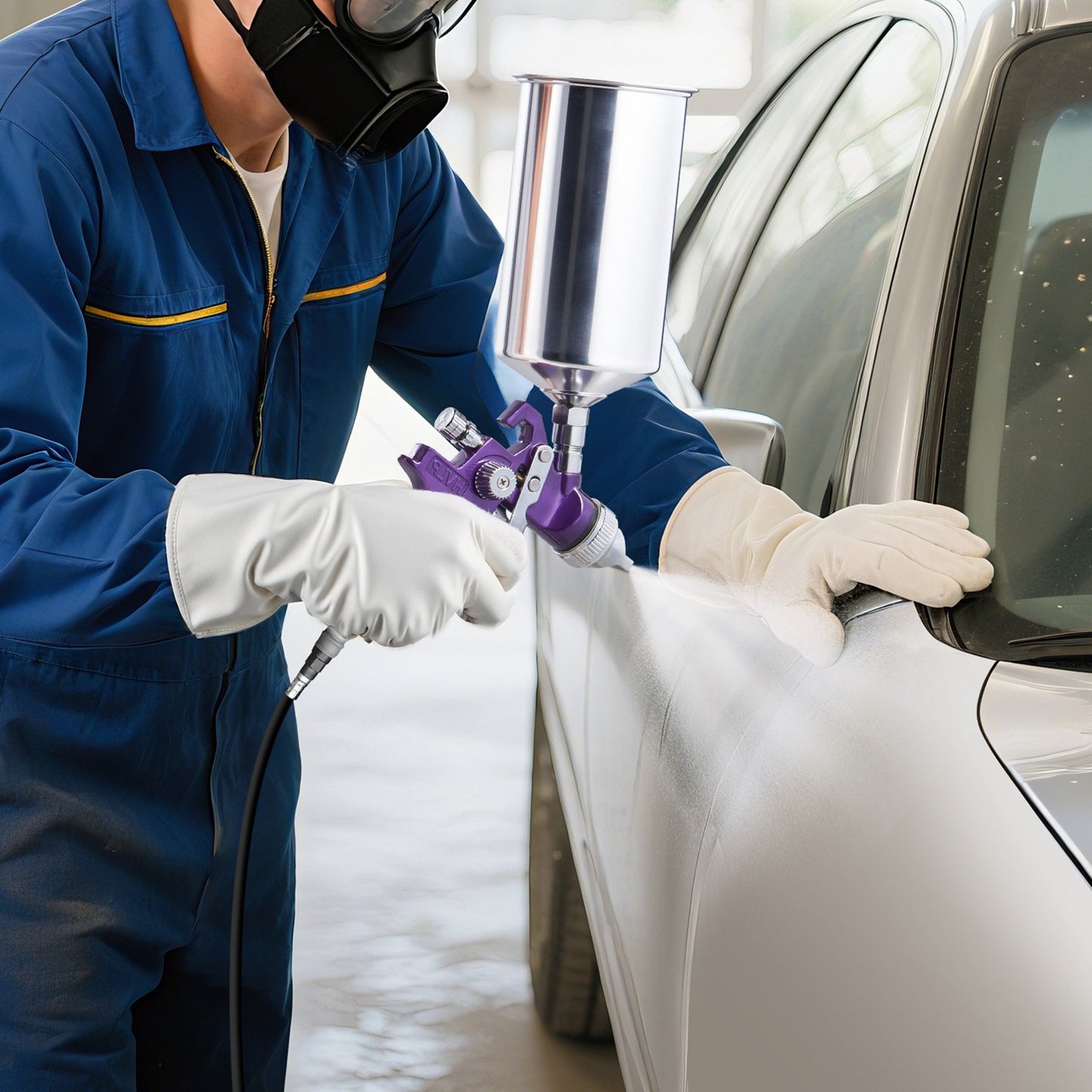 3-Piece Air Spray Gun Kit, Professional Auto Paint Spray Gun Set with 3 Nozzles (1/1.4/1.8mm), 3 Cups & Air Regulator, Gravity Feed Automotive Paint Sprayer for Primer, Topcoat & Touch-Up