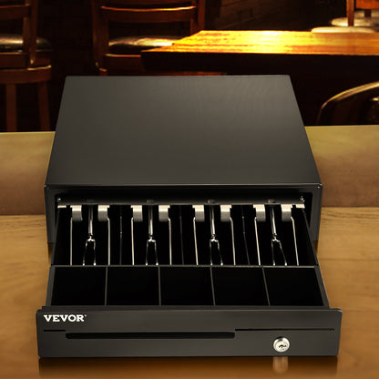 Kassenschublade, 33 cm, 12 V, für Kassensysteme mit 4 Geldscheinfächern und 5 Münzfächern, herausnehmbarem Münzfach und 2 Schlüsseln, RJ11/RJ12-Kabel für Supermärkte, Bars, Cafés und Restaurants