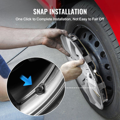 Radkappen, 16 Zoll Durchmesser, robuste und langlebige, kratzfeste Radkappe mit Schnappverschluss und Ventilbohrung, ABS- und PC-Radkappe mit hoher Steifigkeit und geringem Luftwiderstand, für alle Wetterbedingungen geeignet