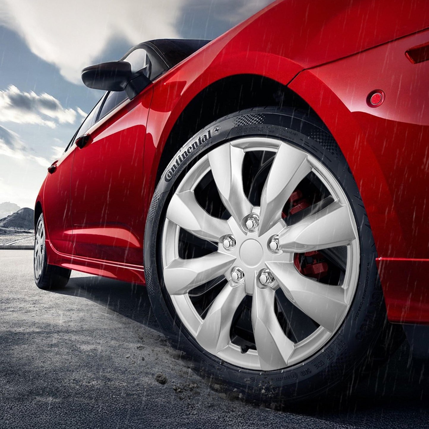 Radkappen, 16 Zoll Durchmesser, robuste und langlebige, kratzfeste Radkappe mit Schnappverschluss und Ventilbohrung, ABS- und PC-Radkappe mit hoher Steifigkeit und geringem Luftwiderstand, für alle Wetterbedingungen geeignet