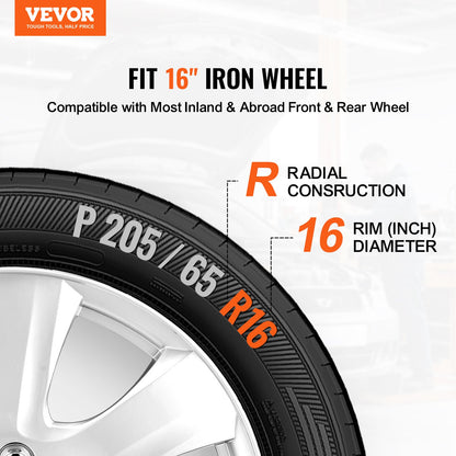Radkappen, 16 Zoll Durchmesser, robuste und langlebige, kratzfeste Radkappe mit Schnappverschluss und Ventilbohrung, ABS- und PC-Radkappe mit hoher Steifigkeit und geringem Luftwiderstand, für alle Wetterbedingungen geeignet