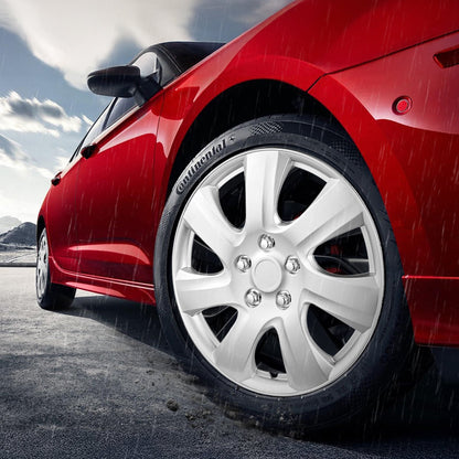 Radkappen, 16 Zoll Durchmesser, robuste und langlebige, kratzfeste Radkappe mit Schnappverschluss und Ventilbohrung, ABS- und PC-Radkappe mit hoher Steifigkeit und geringem Luftwiderstand, für alle Wetterbedingungen geeignet