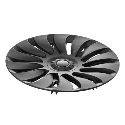 Radkappen, 19 Zoll, passend für Ford Model Y (2020–2024), mit Schnappverschluss, Schutzband und Ventilbohrung. Hergestellt aus ABS und Polycarbonat (PC) für hohe Stabilität und geringen Luftwiderstand. Für alle Wetterbedingungen geeignet.