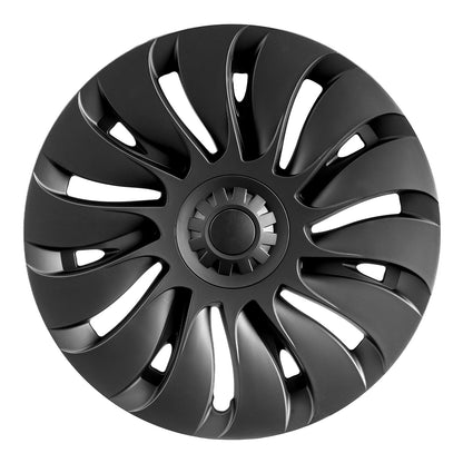 Radkappen, 19 Zoll, passend für Ford Model Y (2020–2024), mit Schnappverschluss, Schutzband und Ventilbohrung. Hergestellt aus ABS und Polycarbonat (PC) für hohe Stabilität und geringen Luftwiderstand. Für alle Wetterbedingungen geeignet.