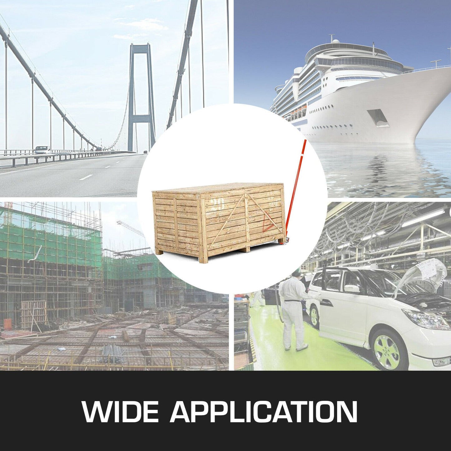 3T Brechstange, Tragkraft 6600 lbs (ca. 3000 kg), Stahl-Brechstange, robust, mit Rädern, 1,8 m langer Griff