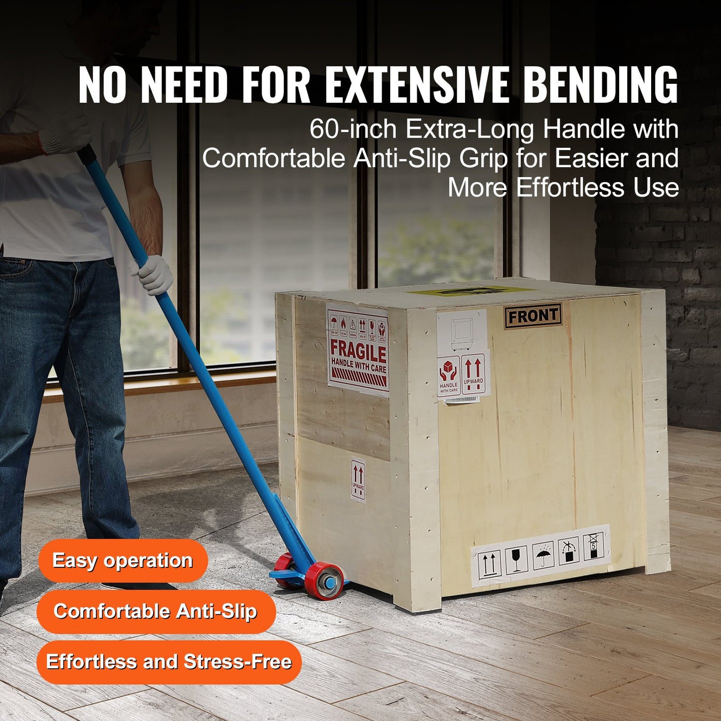 Pallet Buster, 60-Inch Handle, 8818 lbs Weight Capacity, Q235 Carbon Steel, Heavy Duty Deck Wrecker Demolition Wood Pallet Tool Breaker Pry Bar Puller for Efficient and Effortless Board Removal