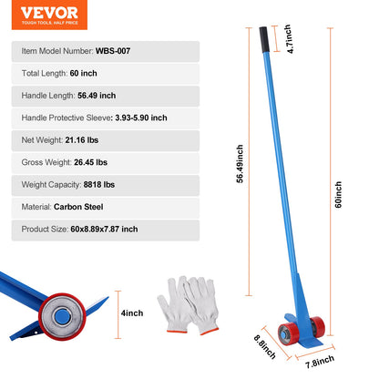Pallet Buster, 60-Inch Handle, 8818 lbs Weight Capacity, Q235 Carbon Steel, Heavy Duty Deck Wrecker Demolition Wood Pallet Tool Breaker Pry Bar Puller for Efficient and Effortless Board Removal