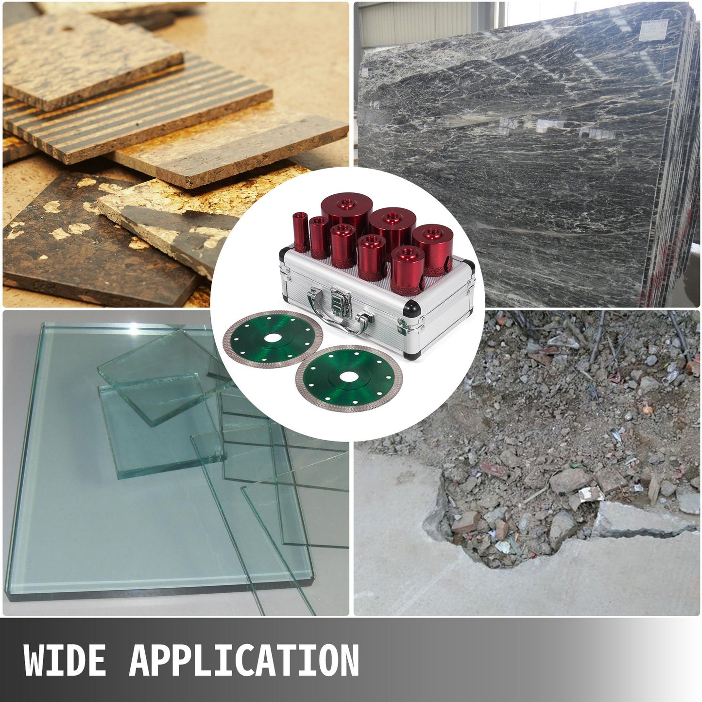 8-teiliges Diamant-Lochsägen-Set mit Diamantbohrkernen, M14 20/25/32/35/40/50/60/68 mm, inklusive 2 Sägeblättern, Lochsägen- und Bohreraufsätzen, Bohrwerkzeug für Kernbohrungen in Fliesen, Steinzeug und Granit.