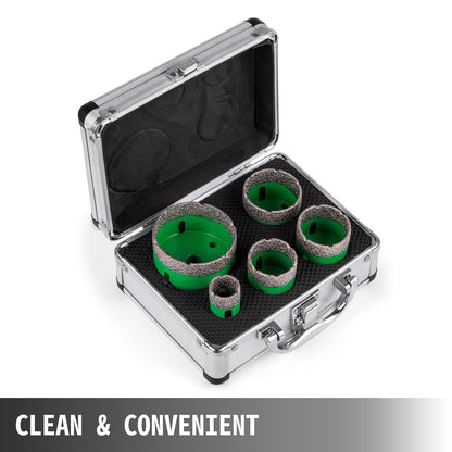 5 Pcs Diamond Hole Saw Set Diamond Drill Core Bits, M14 25/40/45/50/68MM Hole Saw Cutter Drill Bits, M14 thread Point-Accurate Drilling for Tiles Ceramic Granite