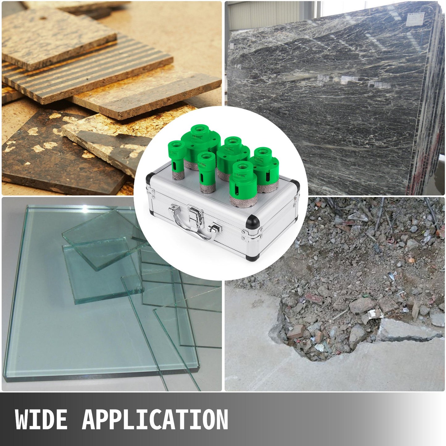 6-teiliges Diamant-Lochsägen-Set mit Kernbohrern M14 Gewinde 20/25/40/45/50/68 mm (0,79/1/1,6/1,77/2/2,7 Zoll) inklusive 2 Sägeblättern