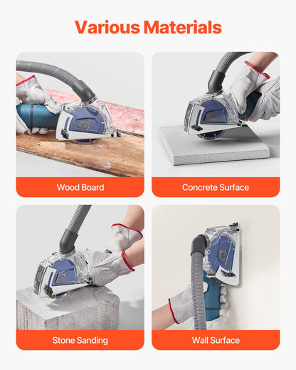 Cutting Dust Shroud for Angle Grinders, Universal 4-5 in Angle Grinder Dust Shroud with 6 Clamping Washers & 5 in Diamond Grinding Cup Wheel, Adjustable Cutting Depth, Connect to Vacuum Cleaner