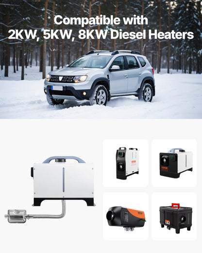 Abgasschlauch, 1980 mm Edelstahl-Abgasschlauch, flexibles Abgasrohr für Dieselheizungen mit 2 Schlauchschellen, Abgasschlauch-Set, Zubehör für Dieselheizungen mit 2 kW, 5 kW und 8 kW